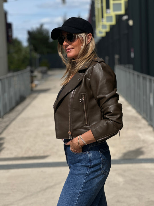 Veste similicuir cintré S2737 Choco