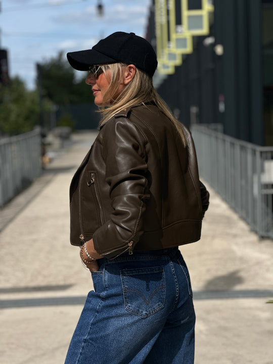 Veste similicuir cintré S2737 Choco