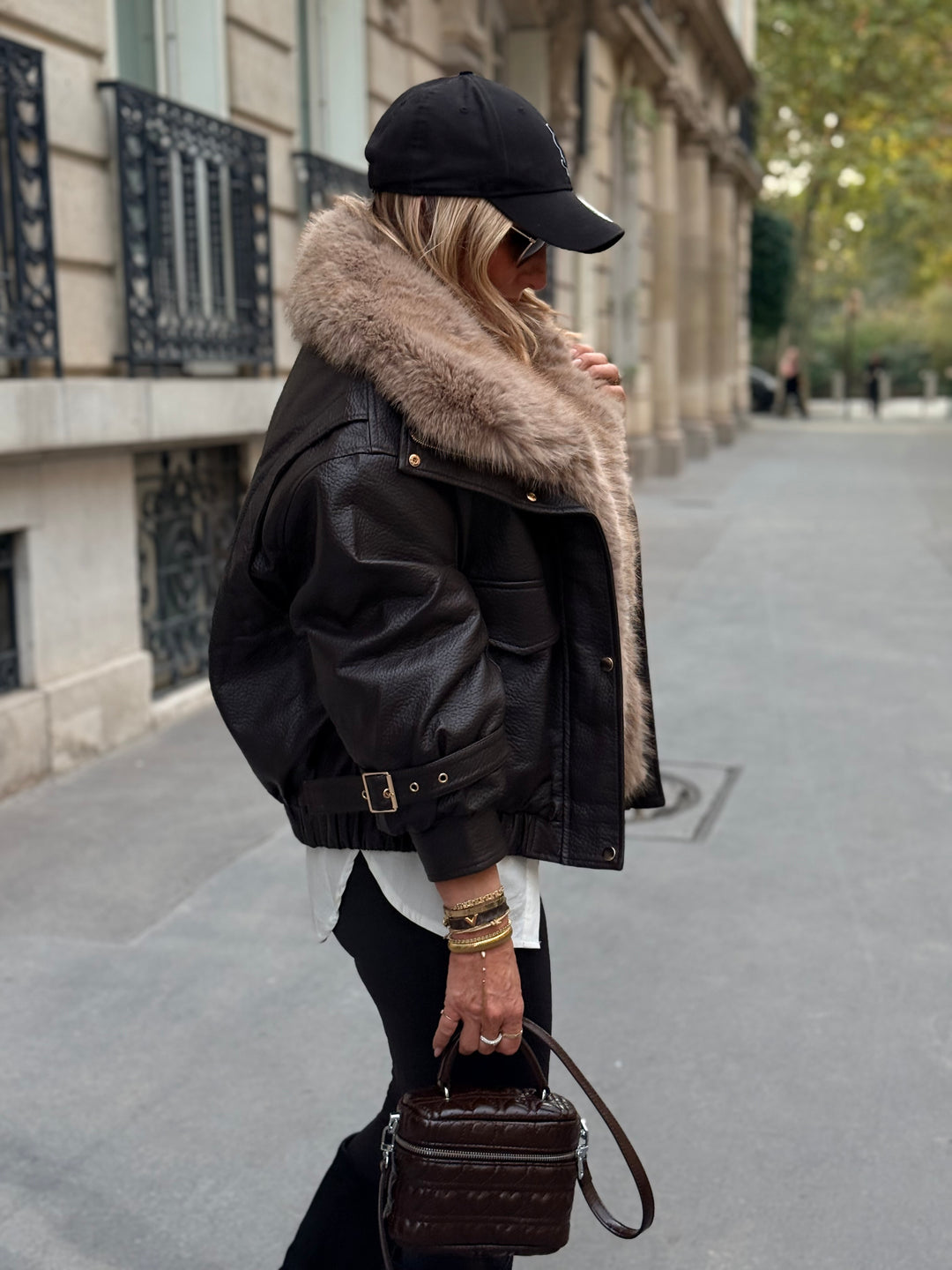 Veste similicuir fourrure amovible 202345 Choco