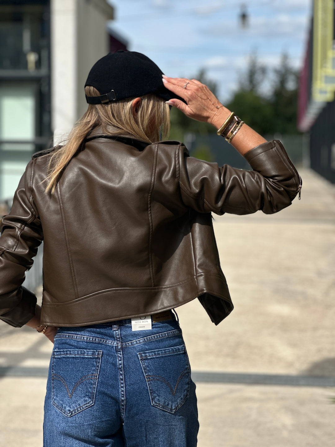 Veste similicuir cintré S2737 Choco
