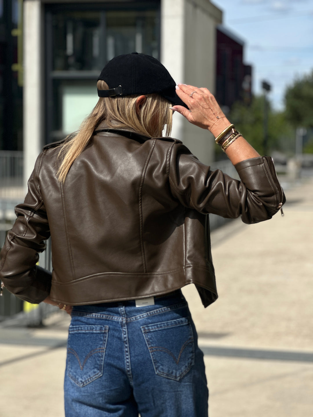 Veste similicuir cintré S2737 Choco