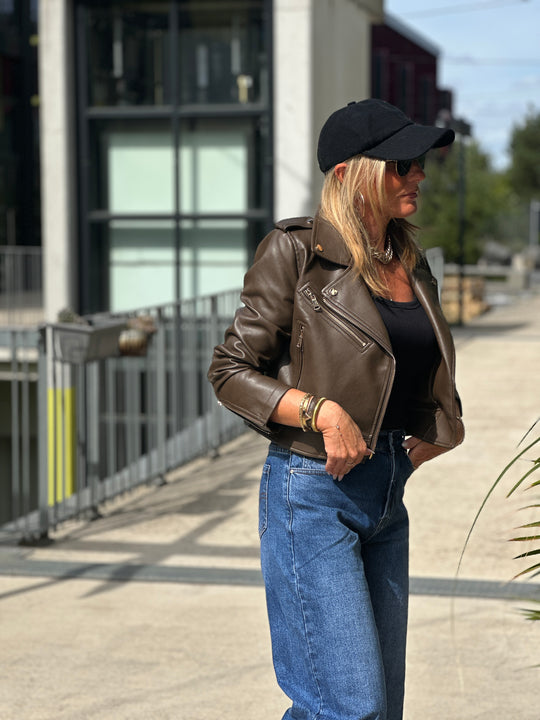 Veste similicuir cintré S2737 Choco