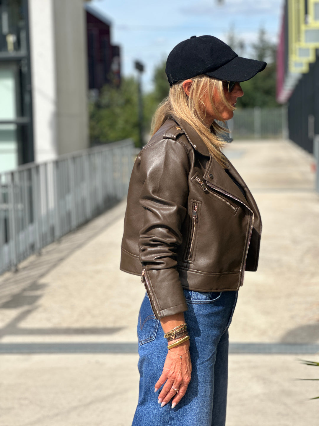 Veste similicuir cintré S2737 Choco