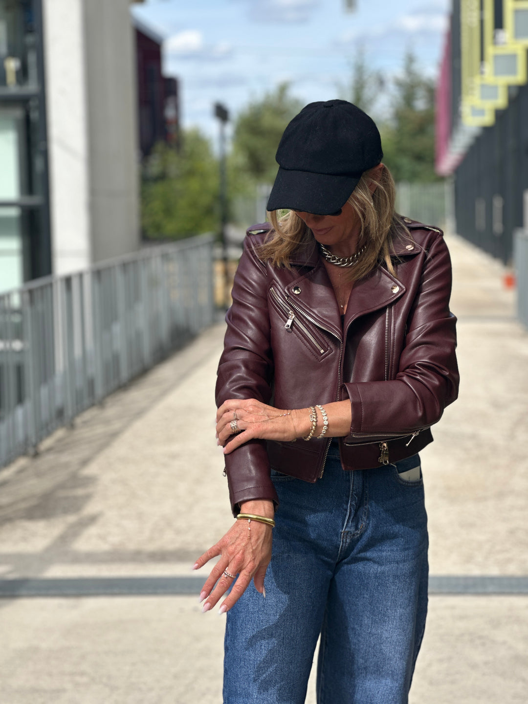 Veste similicuir cintré S2737 Bordeaux