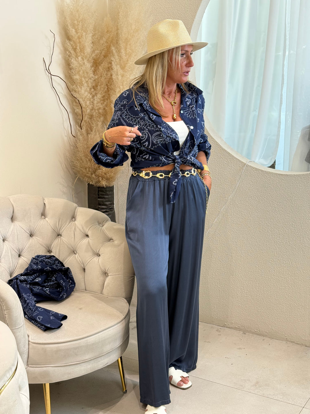 Pantalon satin soie