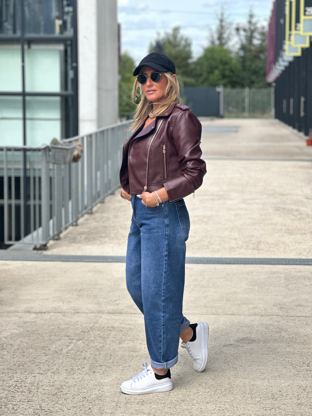 Veste similicuir cintré S2737 Bordeaux