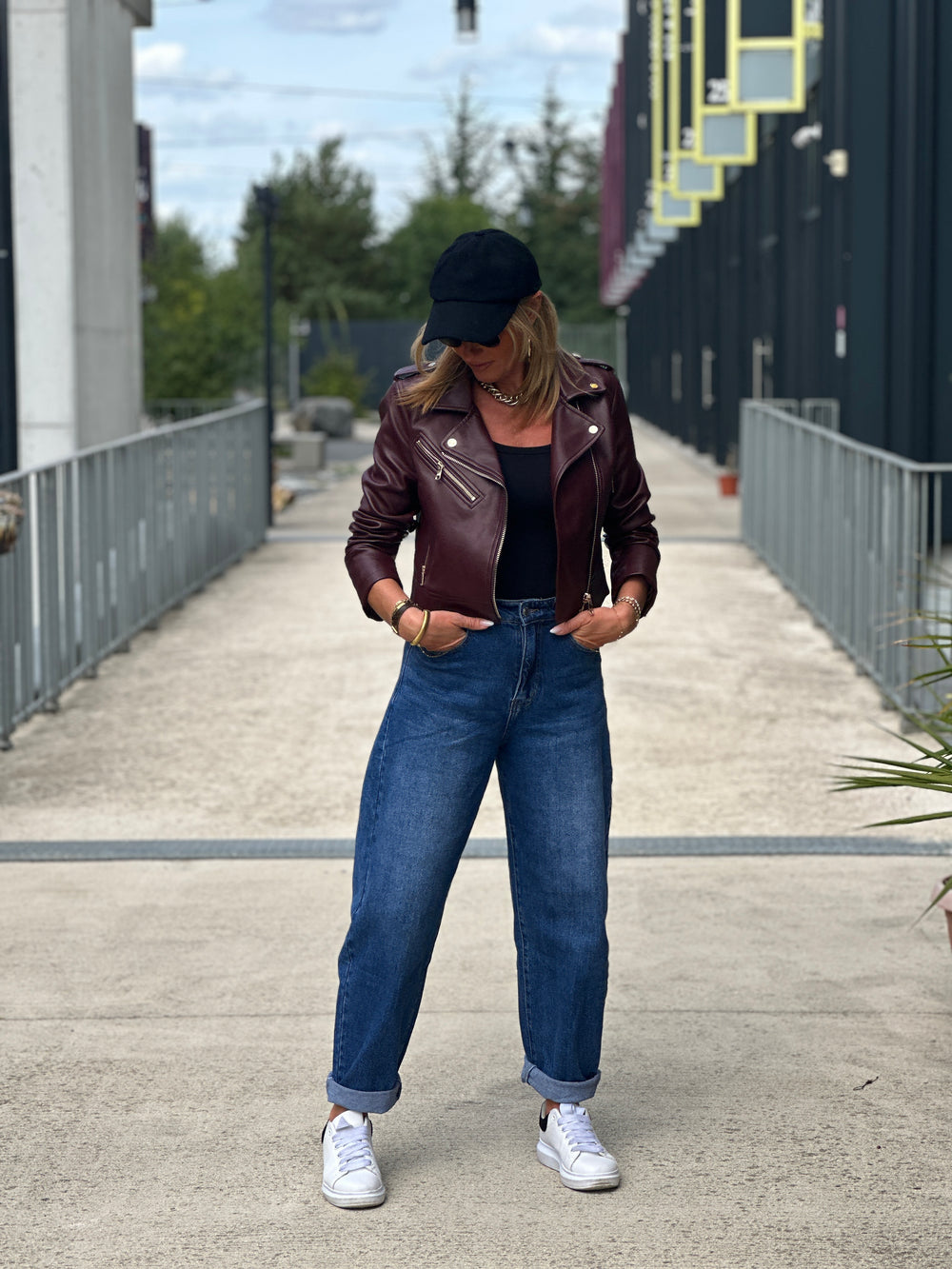Veste similicuir cintré S2737 Bordeaux