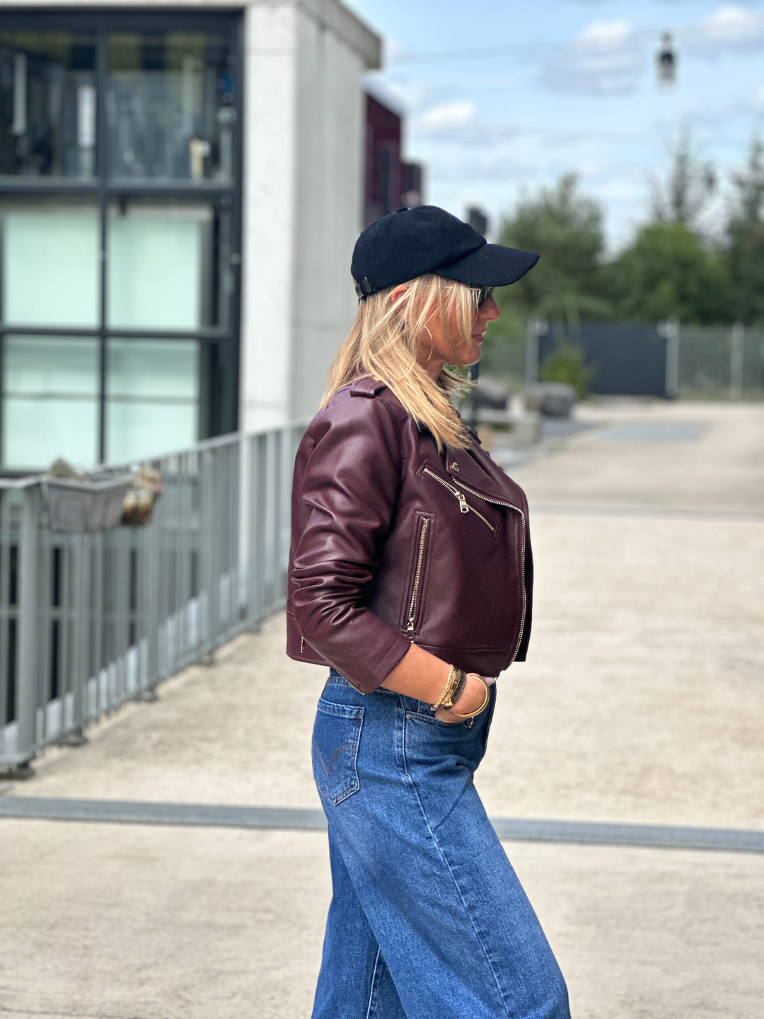 Veste similicuir cintré S2737 Bordeaux