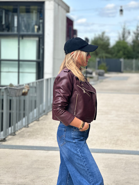 Veste similicuir cintré S2737 Bordeaux