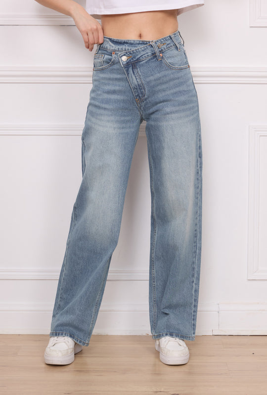 Jean droit Bleu asymétrique MG681