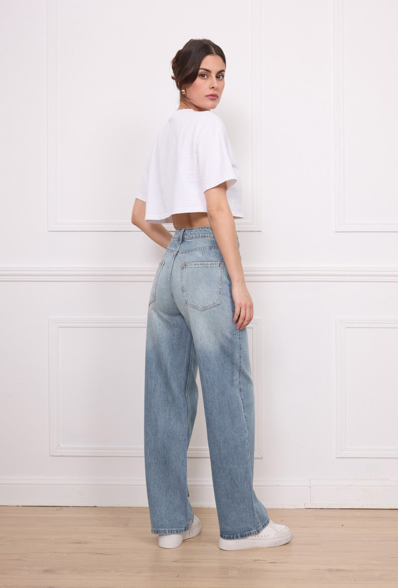 Jean droit Bleu asymétrique MG681