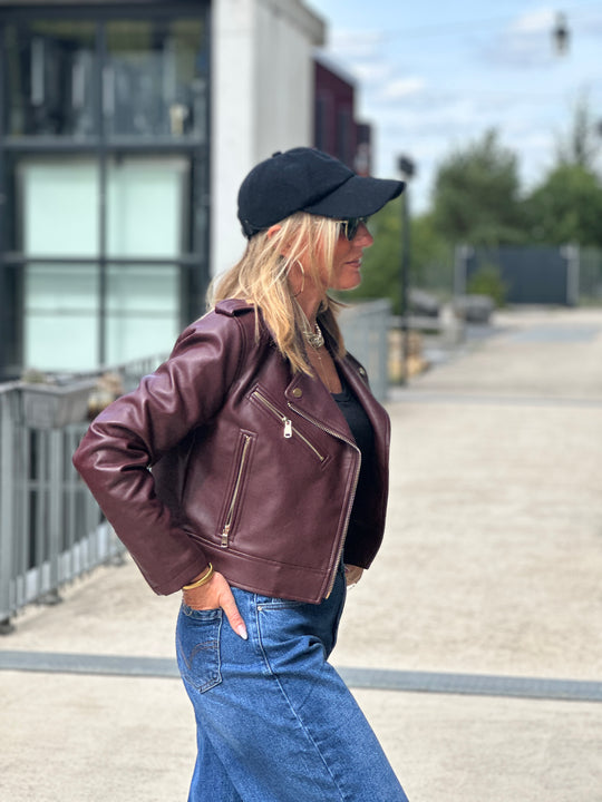Veste similicuir cintré S2737 Bordeaux