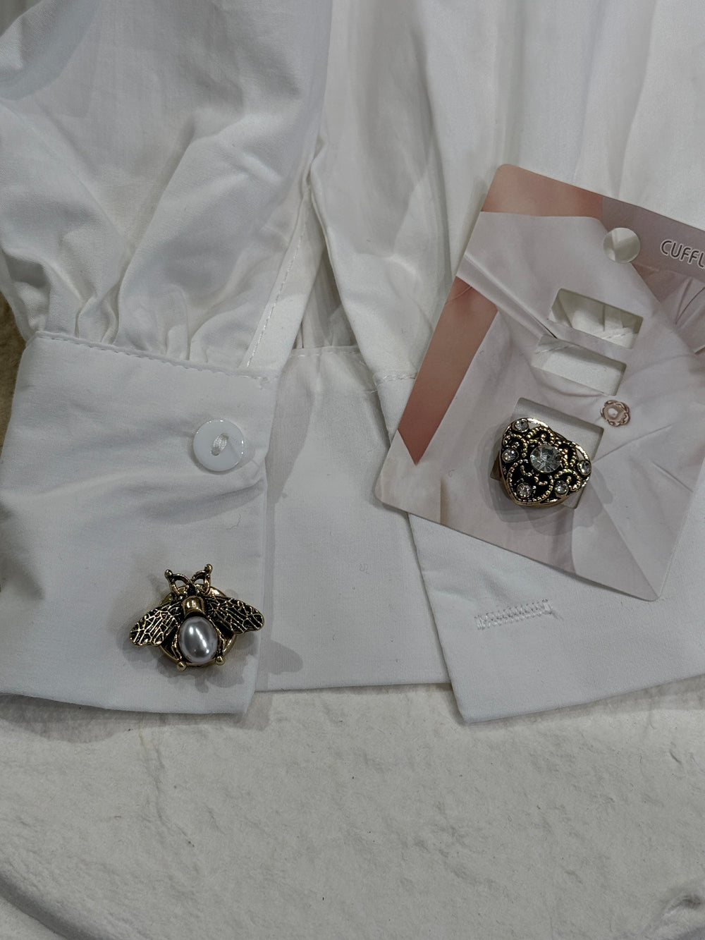 Boutons bijoux manchettes nacré  cœur abeille N7