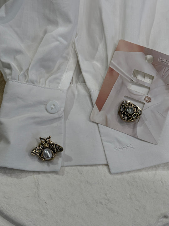 Boutons bijoux manchettes nacré  cœur abeille N7