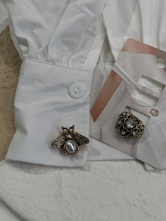 Boutons bijoux manchettes nacré  cœur abeille N7