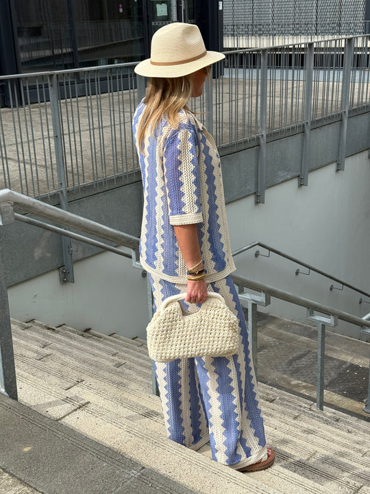 Pantalon voile imprimée bleu  Mia