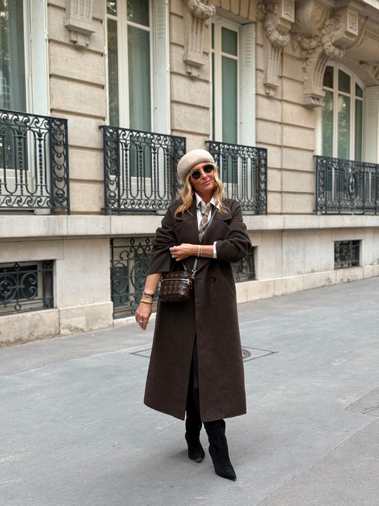 Manteau Laine long col Choco 014