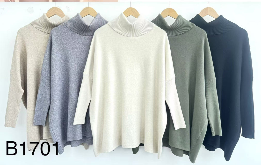 Pull col montant manches resserrées 1701