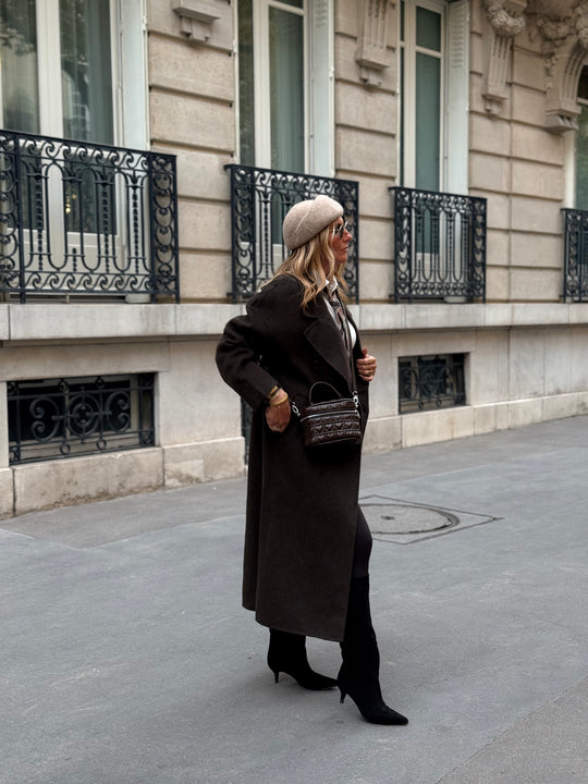 Manteau Laine long col Choco 014