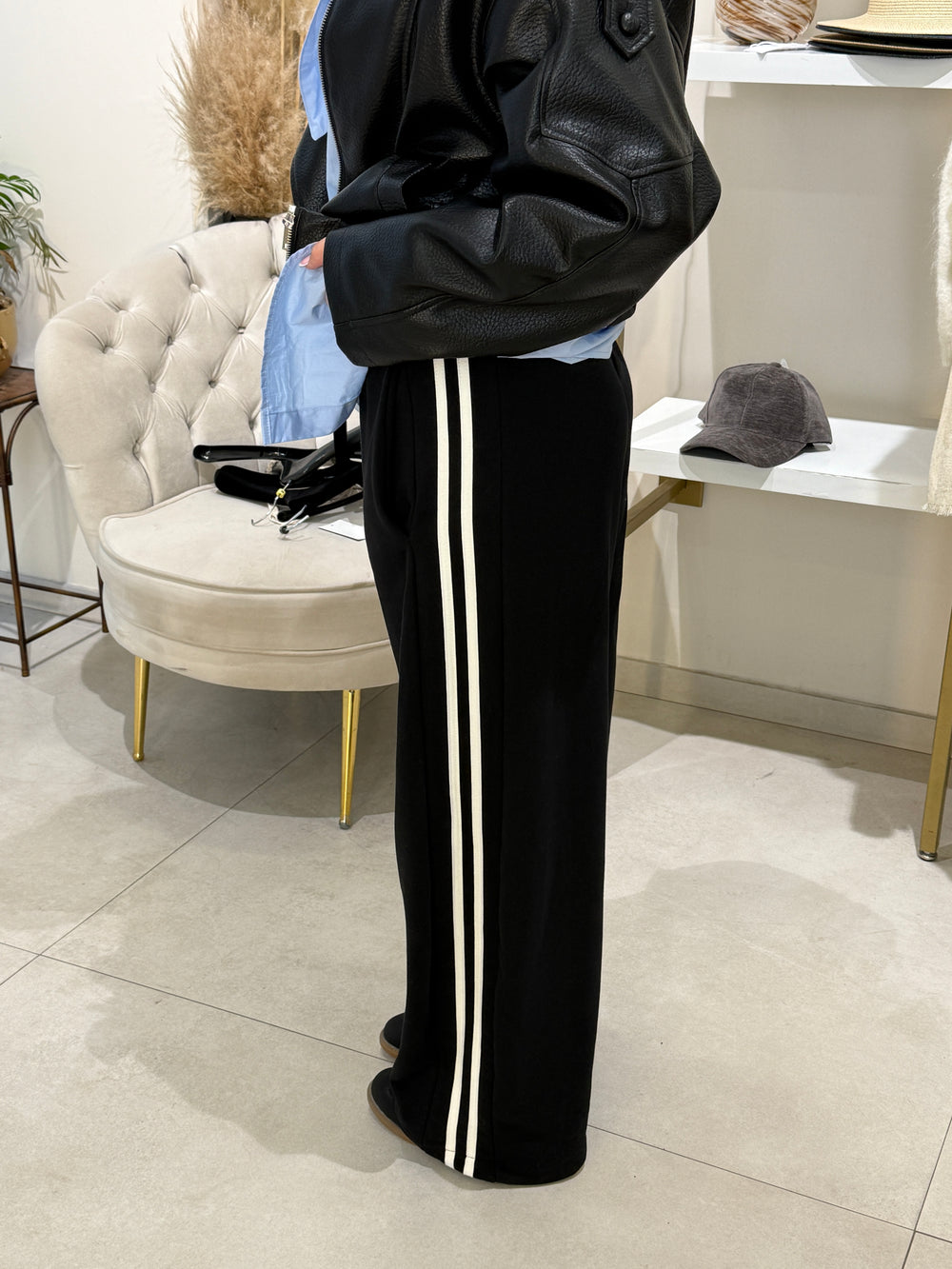 Pantalon jogging droite bandes