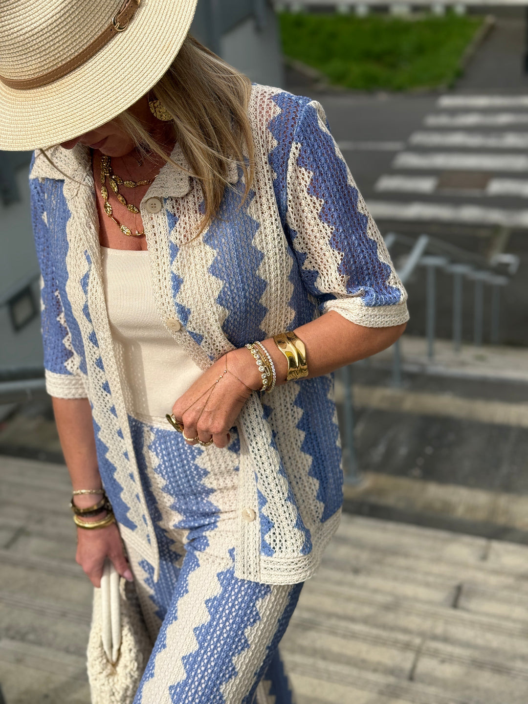 Chemise voile imprimée bleu Mia
