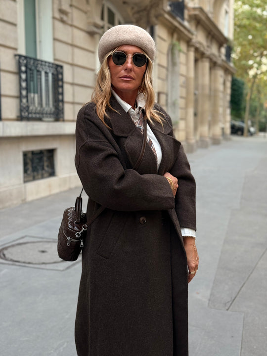 Manteau Laine long col Choco 014