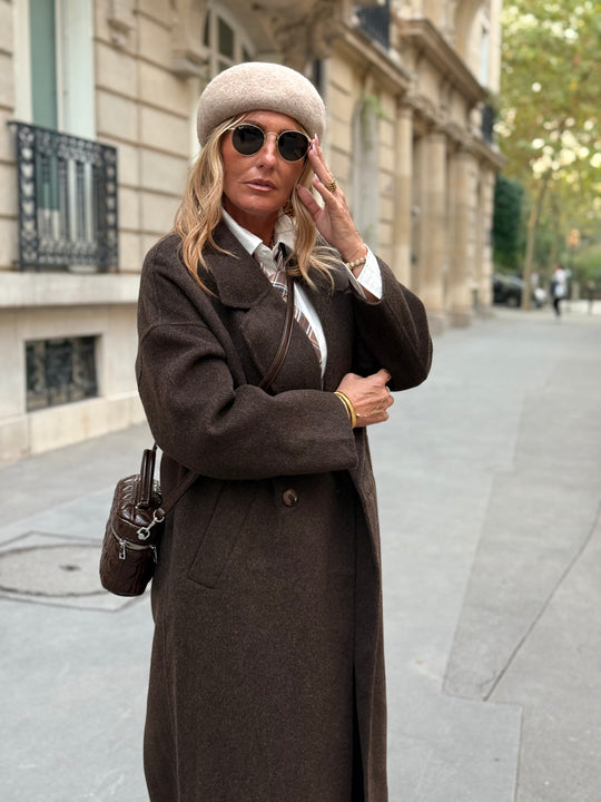 Manteau Laine long col Choco 014
