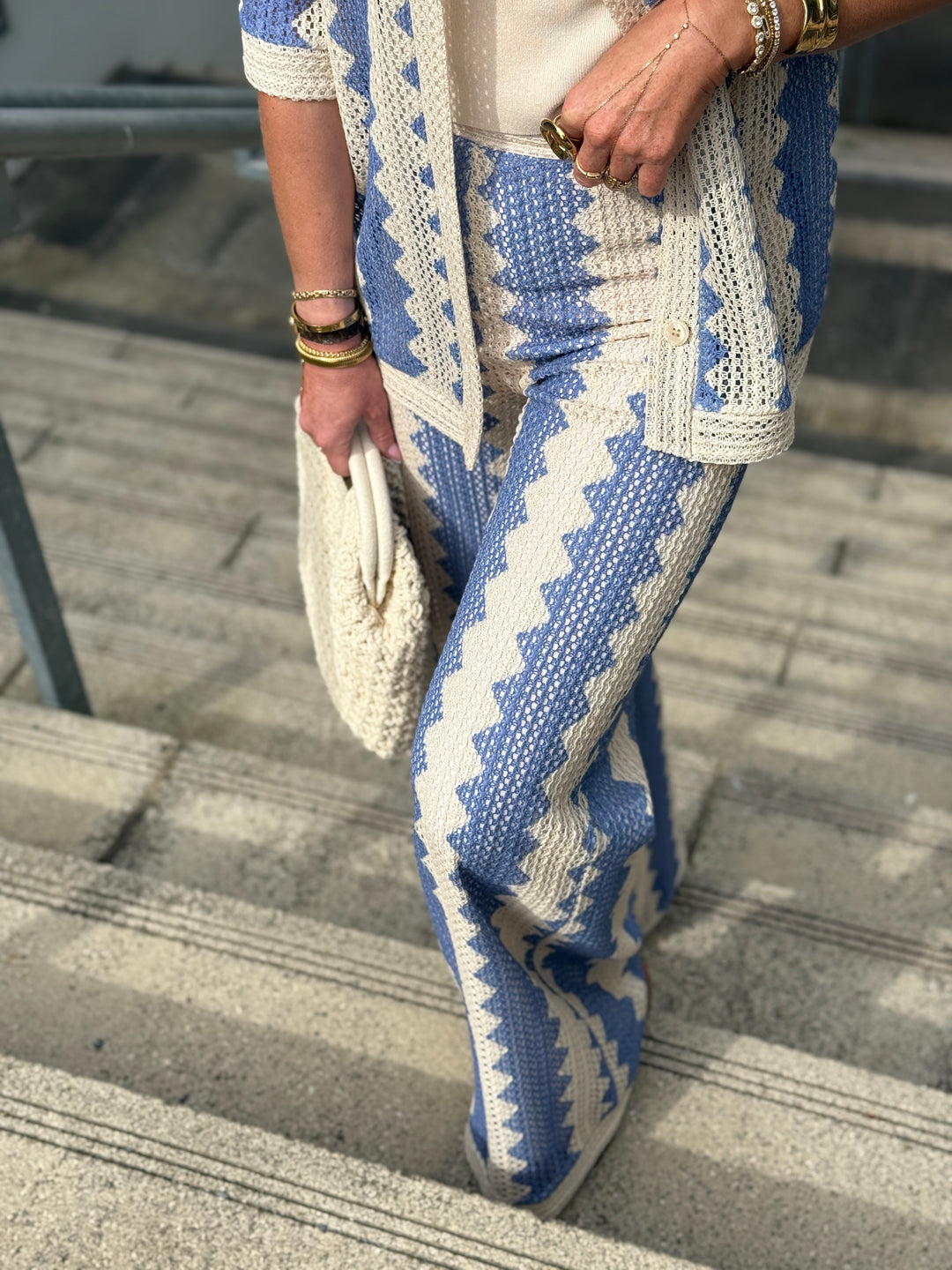 Pantalon voile imprimée bleu  Mia