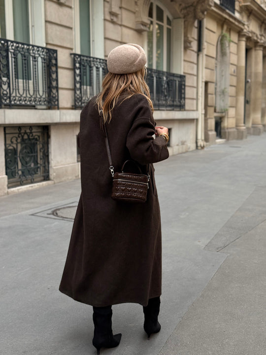 Manteau Laine long col Choco 014