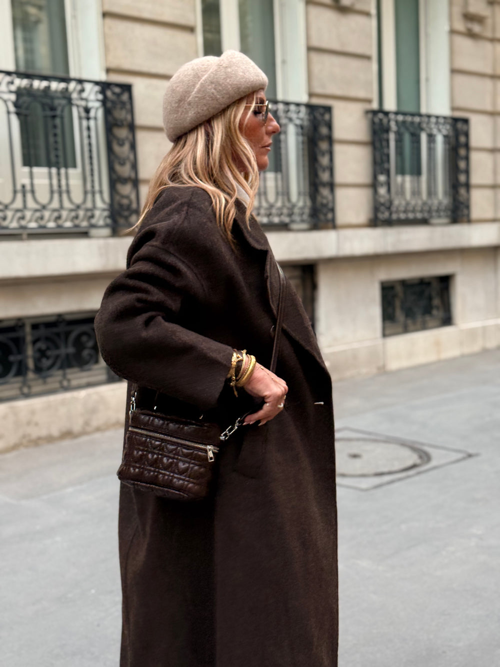 Manteau Laine long col Choco 014