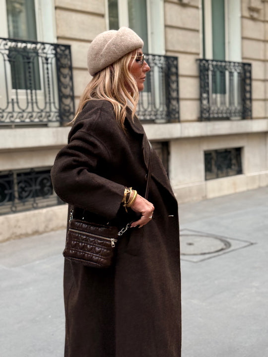 Manteau Laine long col Choco 014