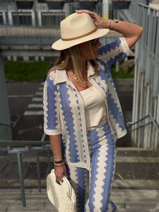 Chemise voile imprimée bleu Mia
