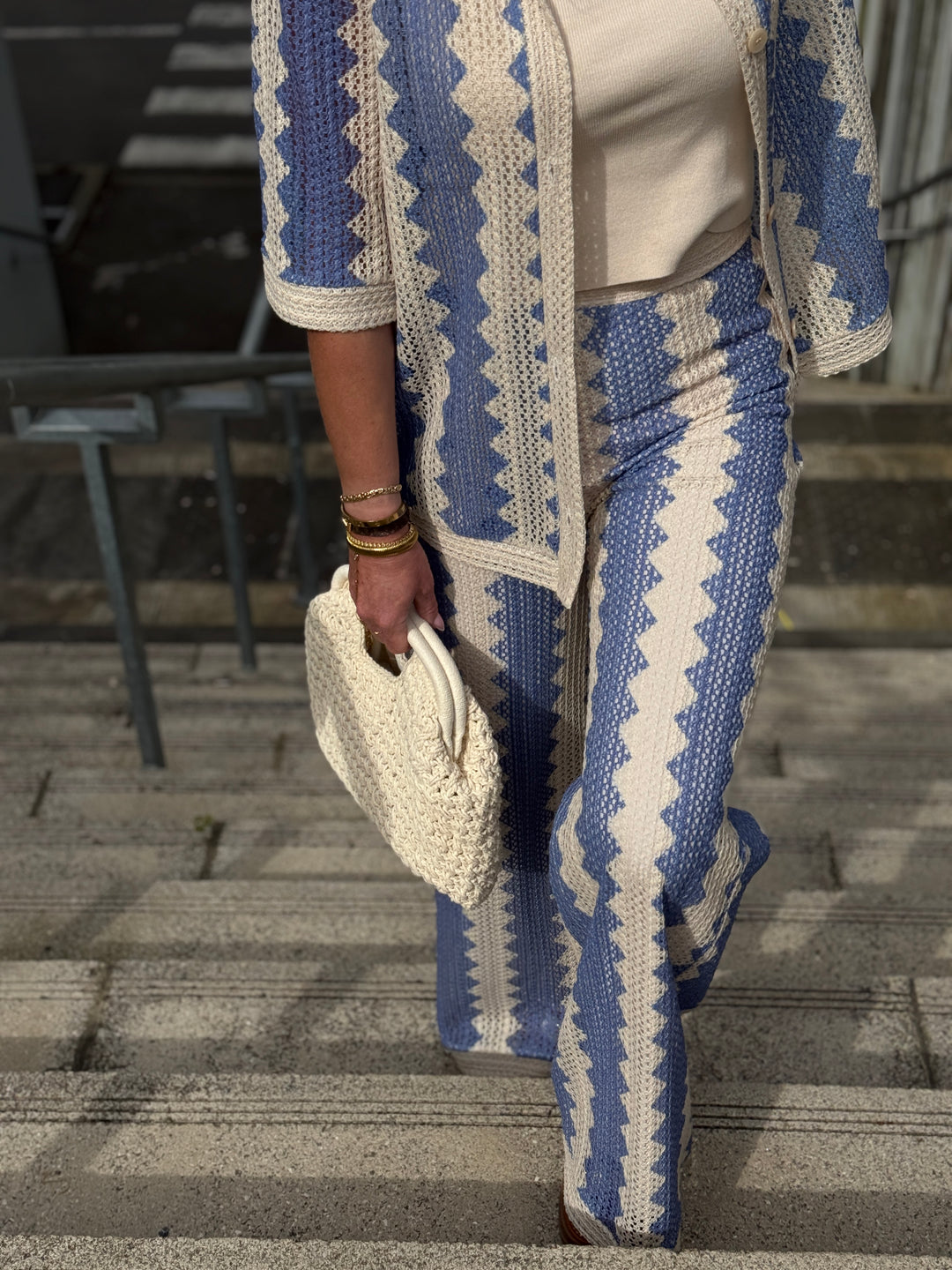 Pantalon voile imprimée bleu  Mia