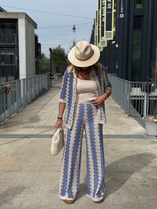 Pantalon voile imprimée bleu  Mia
