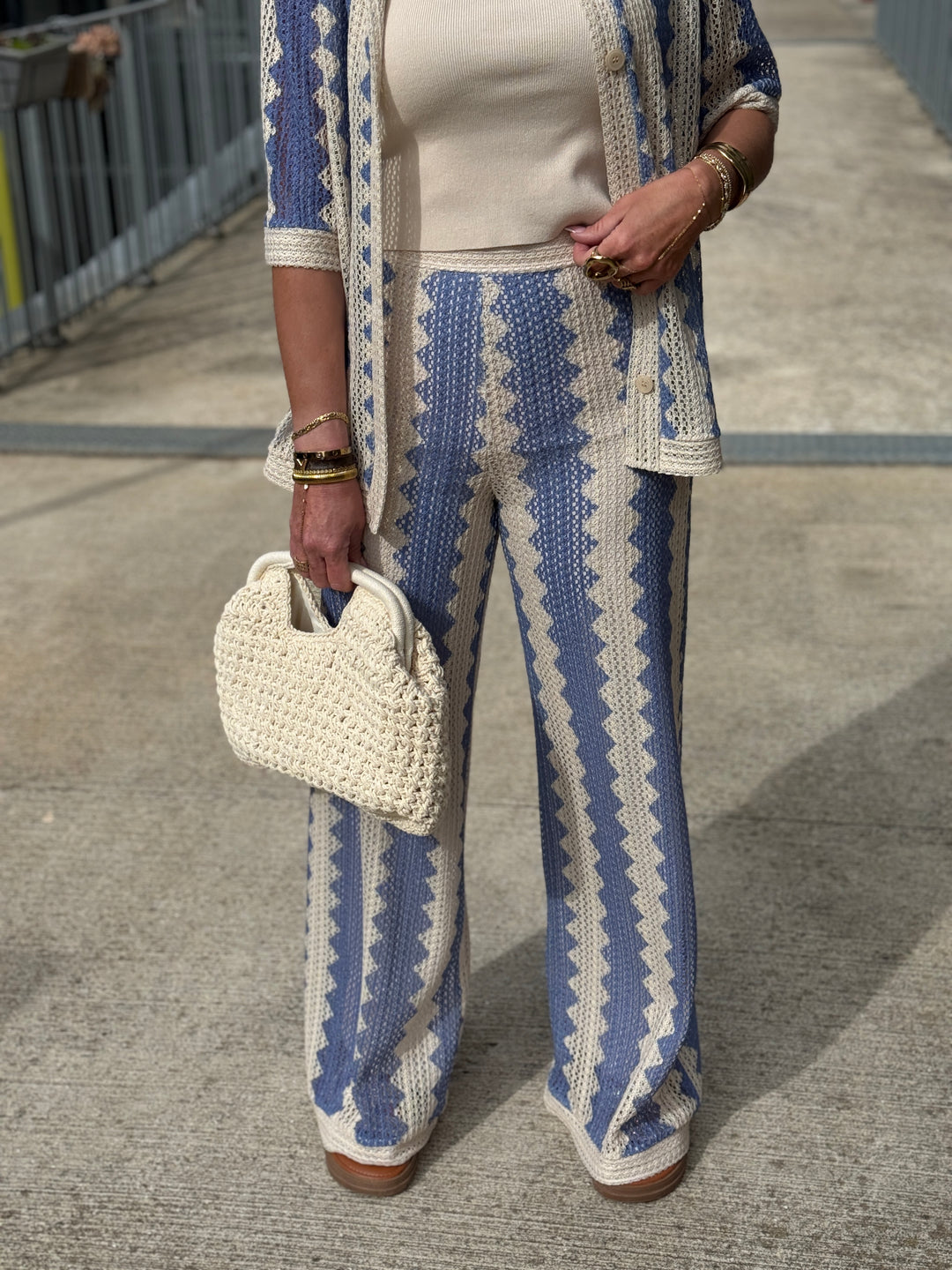 Pantalon voile imprimée bleu  Mia