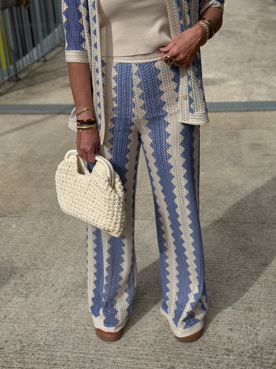Pantalon voile imprimée bleu  Mia