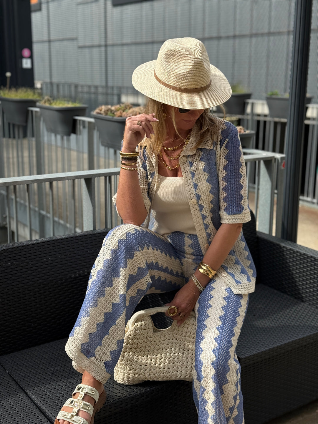 Chemise voile imprimée bleu Mia