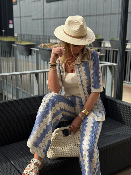 Chemise voile imprimée bleu Mia
