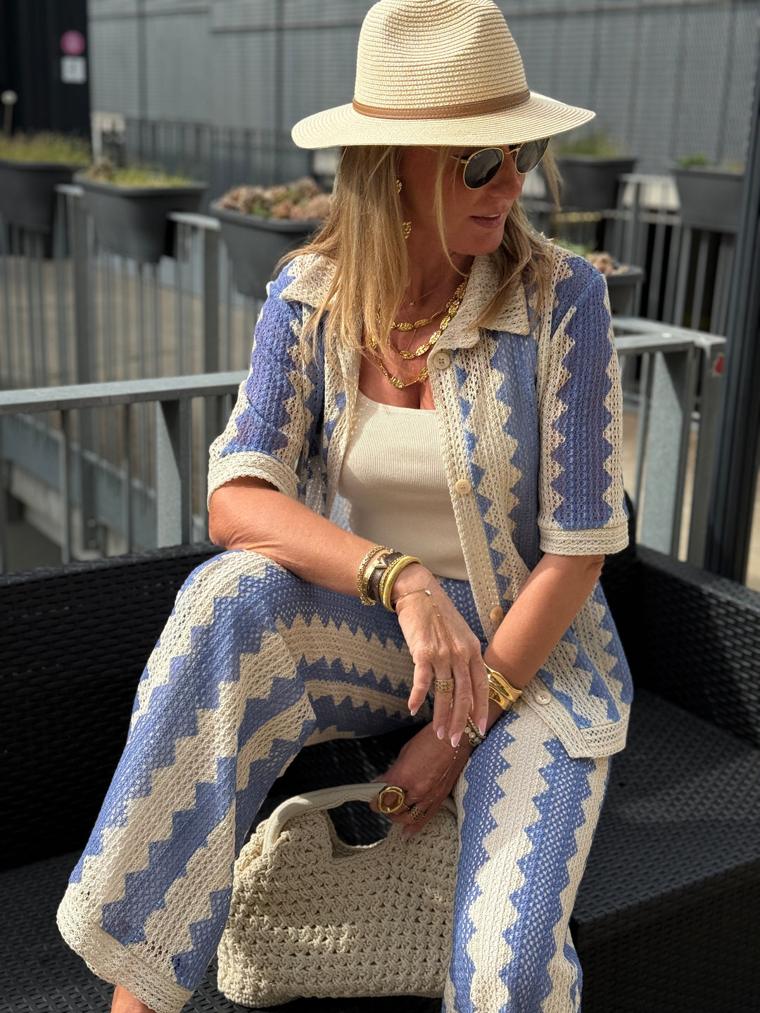 Chemise voile imprimée bleu Mia