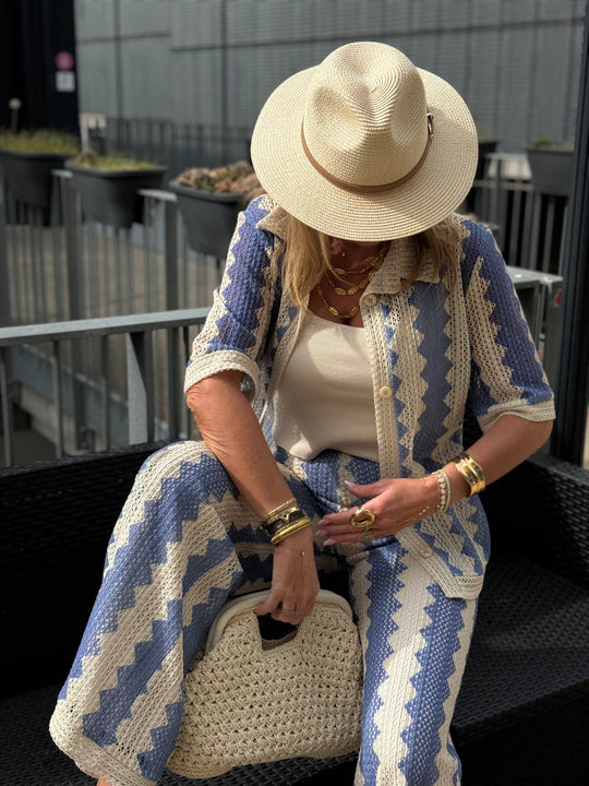 Chemise voile imprimée bleu Mia
