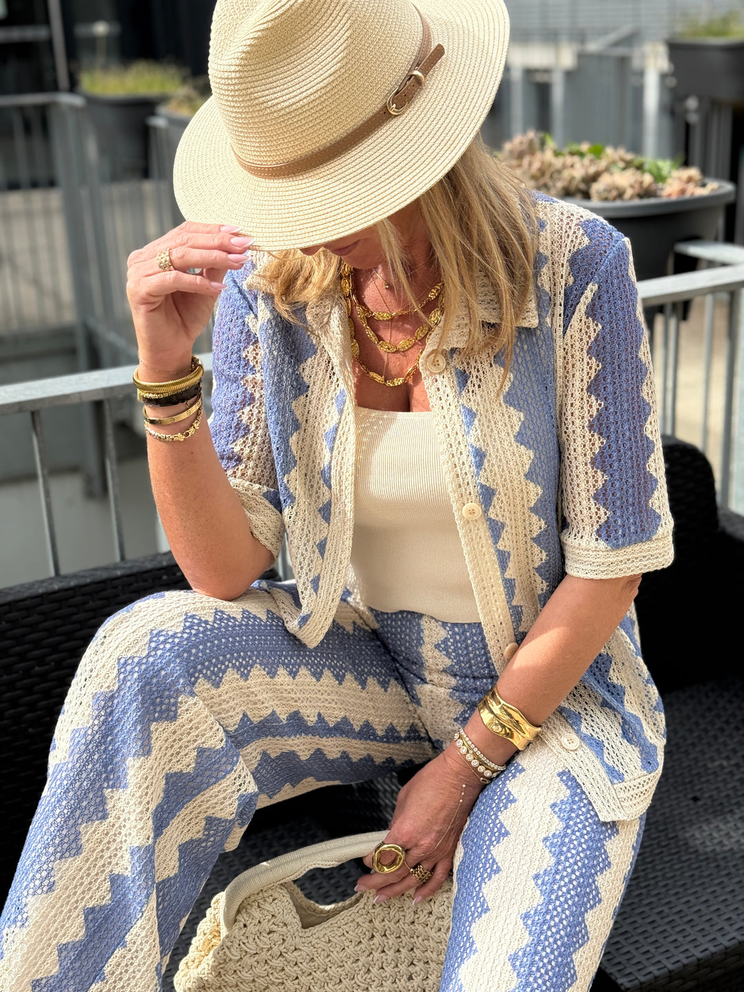 Chemise voile imprimée bleu Mia