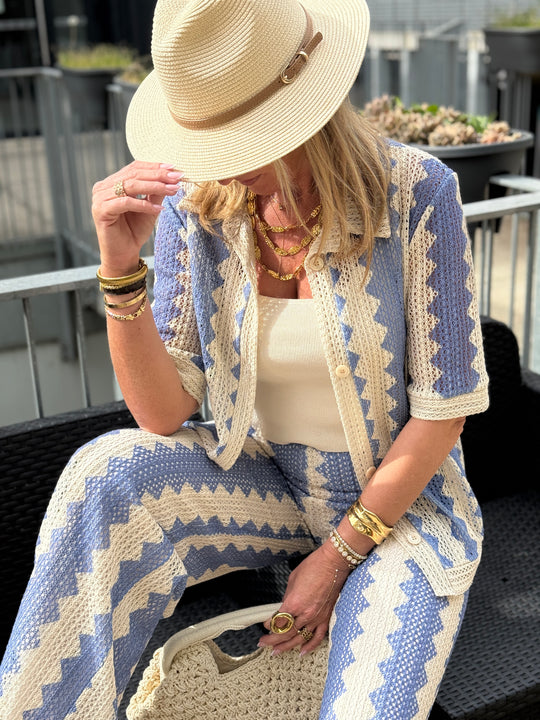 Chemise voile imprimée bleu Mia