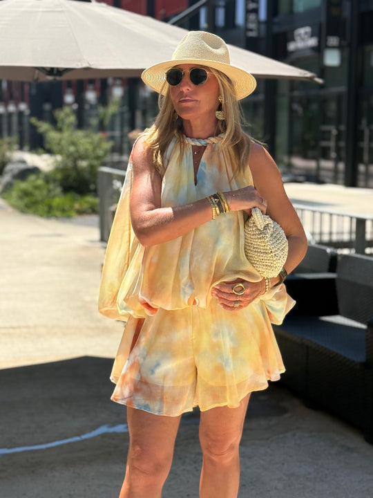 Ensemble effet aquarelle JAUNE 3056