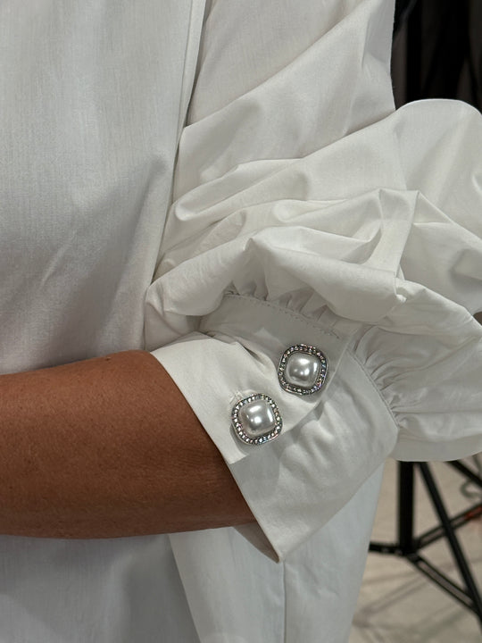 Boutons bijoux manchettes nacré  carré  brillant N6