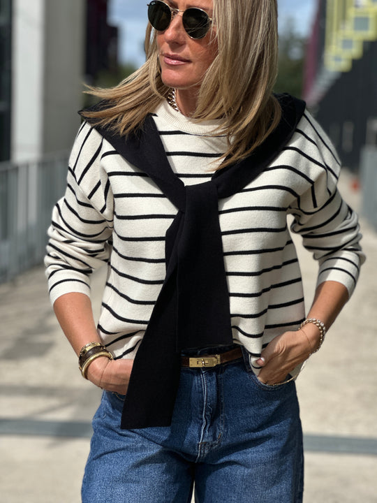 Pull marinière capuche 839