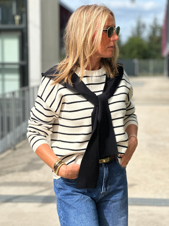Pull marinière capuche 839