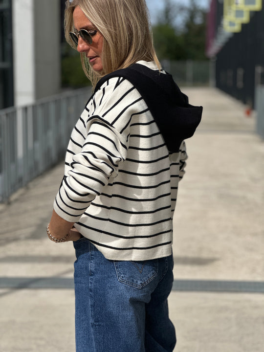 Pull marinière capuche 839