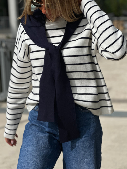 Pull marinière capuche 839