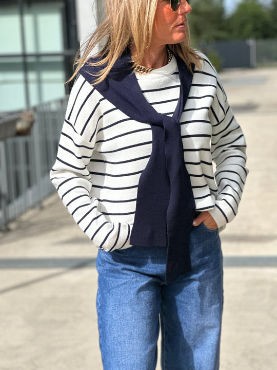 Pull marinière capuche 839