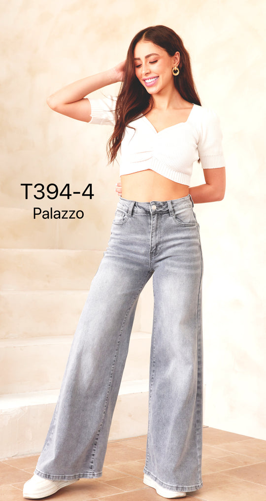 Jean palazzo gris extra large T394-4